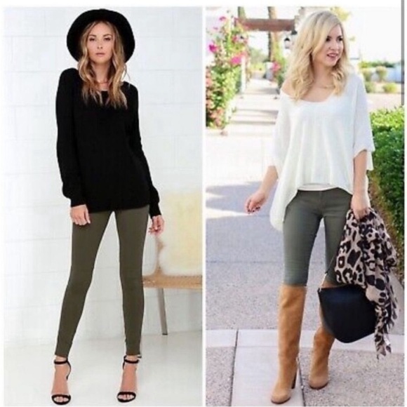 SPANX Ankle Olive Green Jeanish Denim Jeans Size Medium - Picture 5 of 8